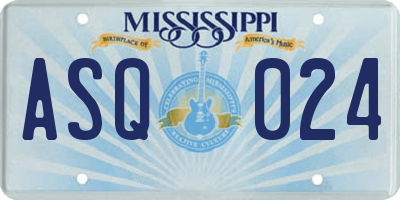 MS license plate ASQ024