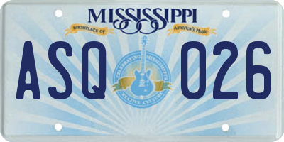 MS license plate ASQ026