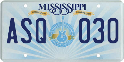 MS license plate ASQ030