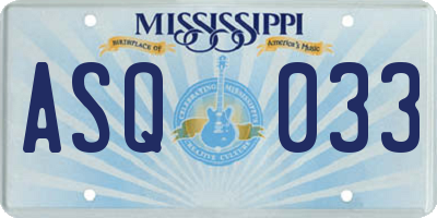 MS license plate ASQ033