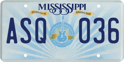 MS license plate ASQ036
