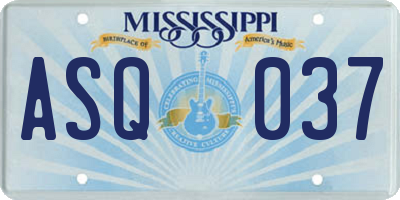 MS license plate ASQ037