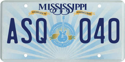 MS license plate ASQ040