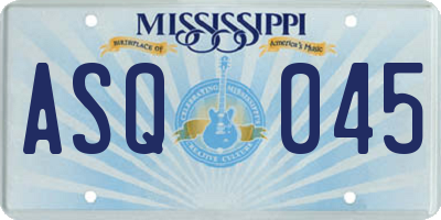 MS license plate ASQ045