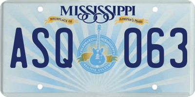 MS license plate ASQ063