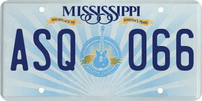 MS license plate ASQ066