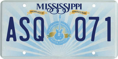 MS license plate ASQ071