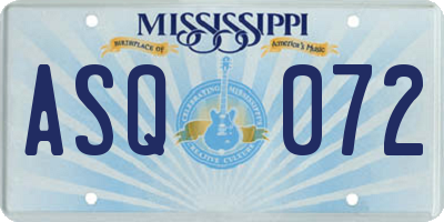 MS license plate ASQ072