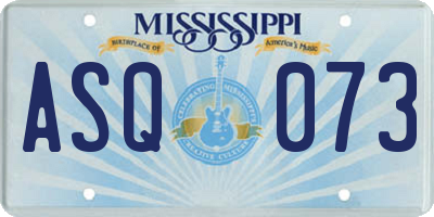 MS license plate ASQ073