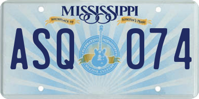 MS license plate ASQ074