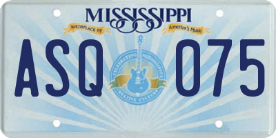 MS license plate ASQ075