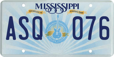 MS license plate ASQ076
