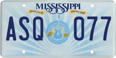 MS license plate ASQ077