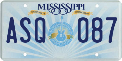 MS license plate ASQ087