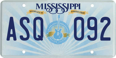 MS license plate ASQ092