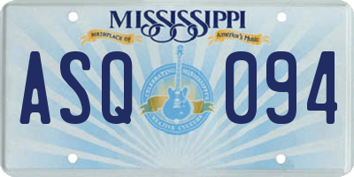 MS license plate ASQ094