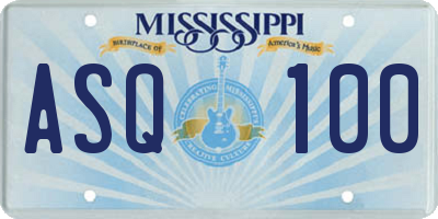 MS license plate ASQ100