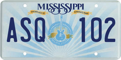 MS license plate ASQ102