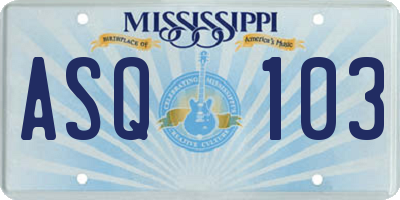 MS license plate ASQ103
