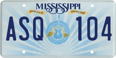MS license plate ASQ104