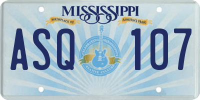 MS license plate ASQ107