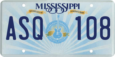 MS license plate ASQ108