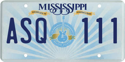 MS license plate ASQ111