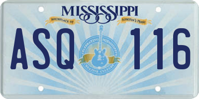 MS license plate ASQ116