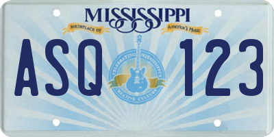 MS license plate ASQ123