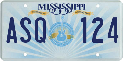 MS license plate ASQ124
