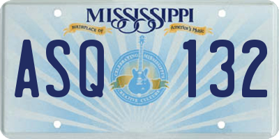 MS license plate ASQ132