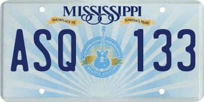MS license plate ASQ133