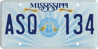 MS license plate ASQ134