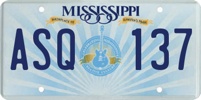 MS license plate ASQ137