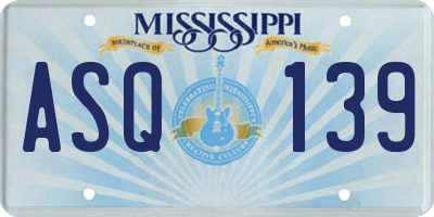 MS license plate ASQ139