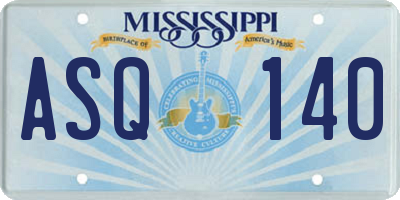 MS license plate ASQ140