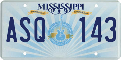 MS license plate ASQ143