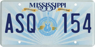 MS license plate ASQ154
