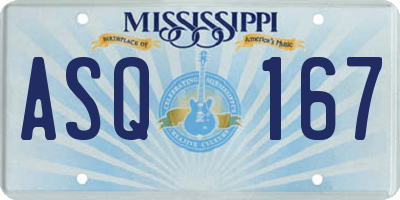 MS license plate ASQ167
