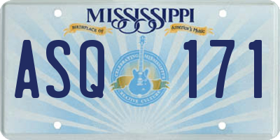 MS license plate ASQ171