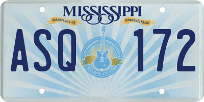 MS license plate ASQ172