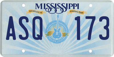 MS license plate ASQ173