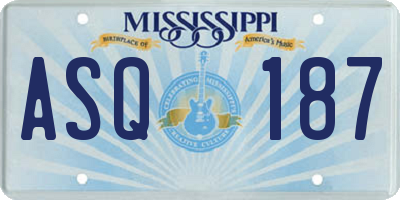 MS license plate ASQ187