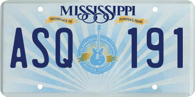 MS license plate ASQ191
