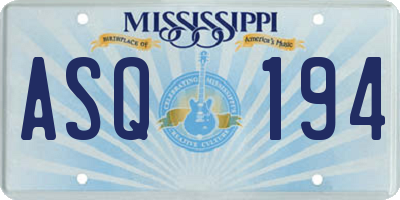 MS license plate ASQ194
