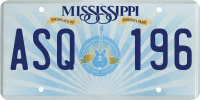 MS license plate ASQ196