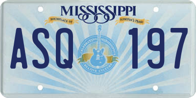 MS license plate ASQ197