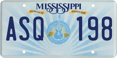 MS license plate ASQ198