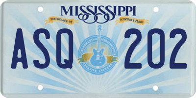 MS license plate ASQ202