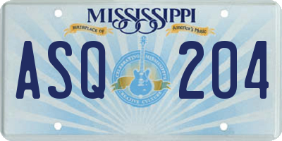 MS license plate ASQ204